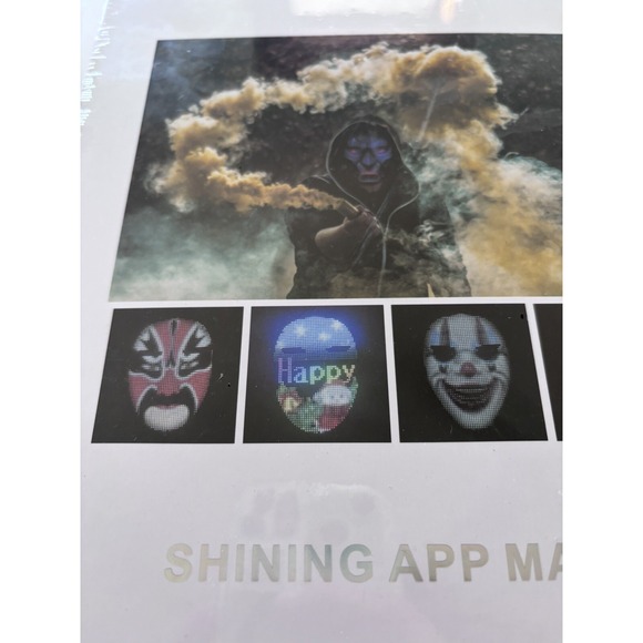 HALLOWEEN Mask Programmable LED Face Mask App Control Rechargeable Shining Mask